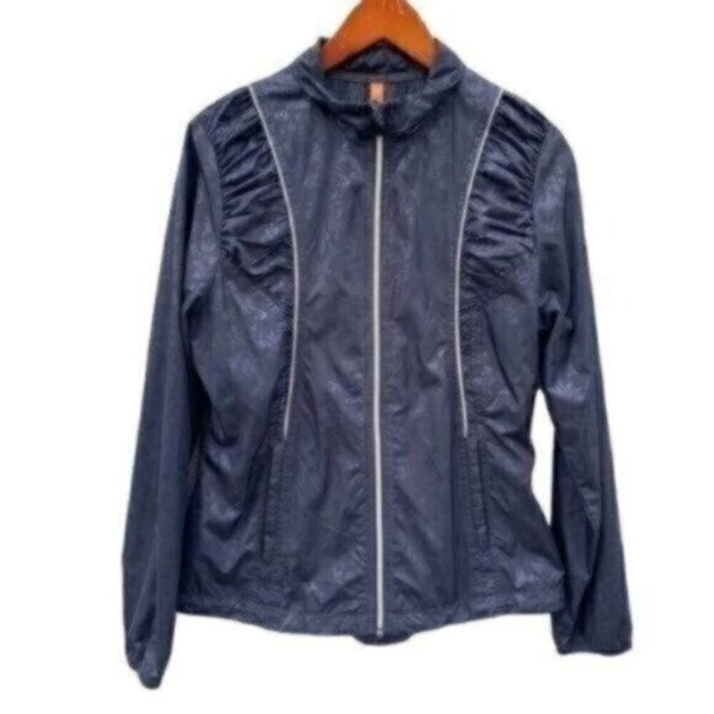 Lucy Navy Blue Paisley Windbreaker Women's Jacket